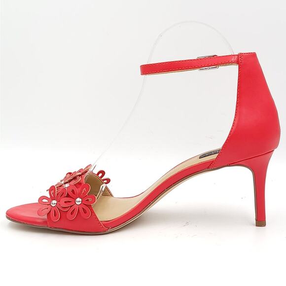 GILI Women Stiletto Heel Ankle Strap Sandal Gliona Size US 8M Crimson Red Floral - Picture 3 of 6